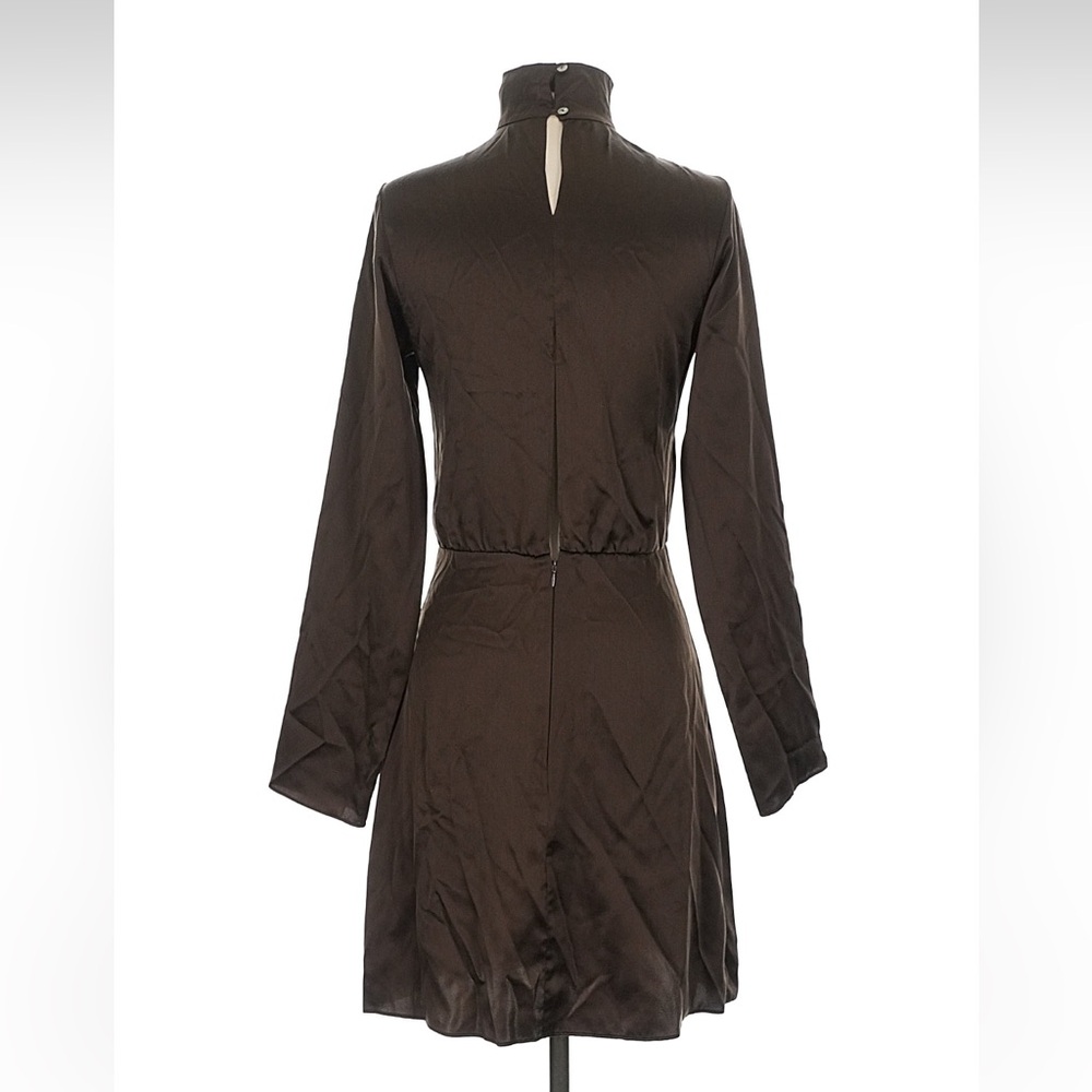 Sablyn Brown Silk Long Sleeved Dress - Picture 2 of 4